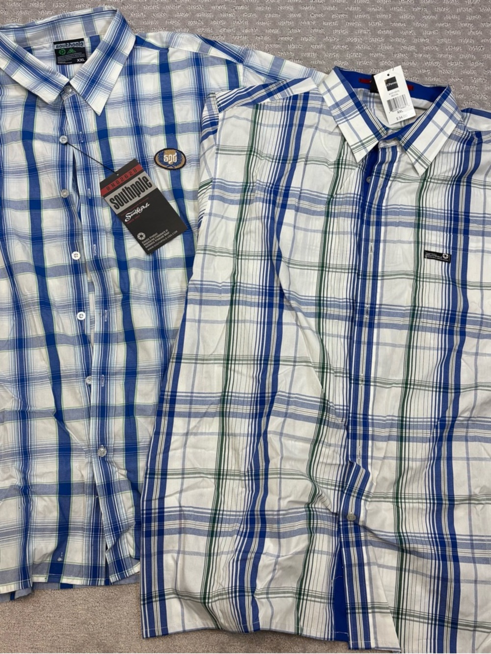 Southpole Mens Lot Of 2 Plaid Short Sleeve Button-Up Shirt Blue White Sz 2XL Y2K